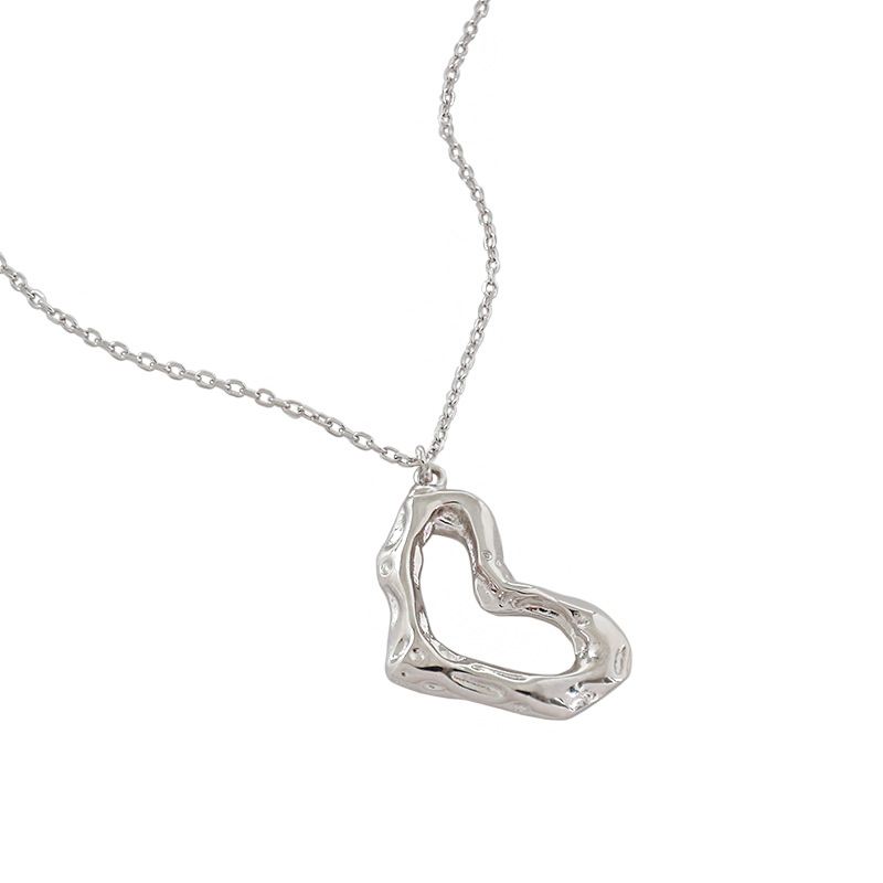 Lovcia Irregular Hollow Heart Necklace Gold Plated 410mm-Necklaces-Yellow Gold-