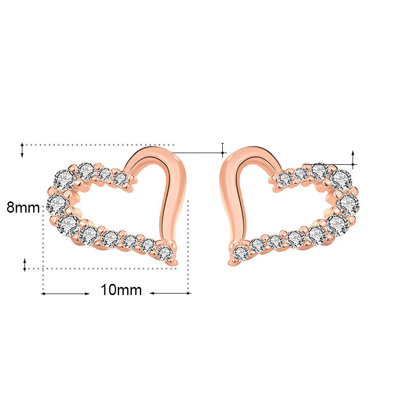 Lovcia Irregular Hollow Heart Stud Earrings for Women in 925 Sterling Silver with AAA Cubic Zirconia-Earrings-Silver-Silver