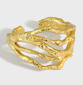 Lovcia Irregular Hollow Multi Layer Adjustable Ring Gold-Rings-Yellow Gold-Yellow Gold