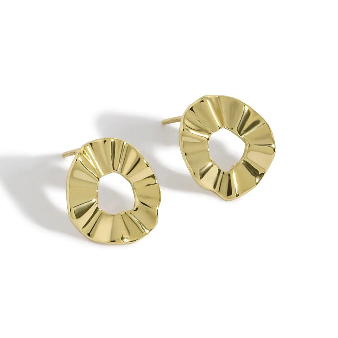 Lovcia Irregular Hollow Round Wave 925 Sterling Silver Stud Earrings-Earrings-Silver-Silver