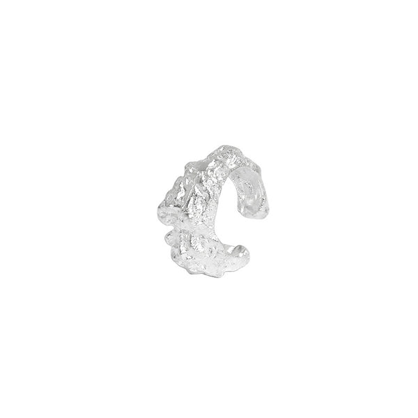 Lovcia Irregular Lava 925 Sterling Silver Nonpierced Earring-Earrings-Rhodium (Single)-Rhodium (Single)