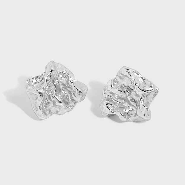 Lovcia Irregular Meteorite Stone 13mm Stud Earrings 925-Earrings-Yellow Gold-Yellow Gold