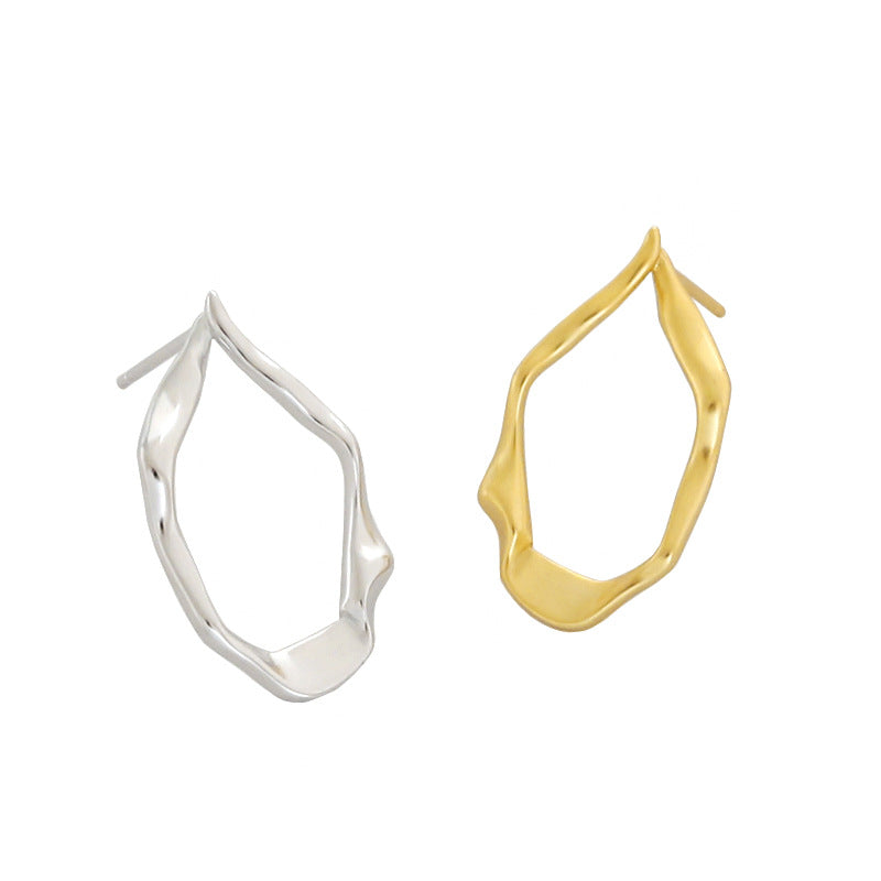 Lovcia Irregular Oval Circle Earrings 925 Silver 18K Plated-Earrings-Rhodium-Rhodium