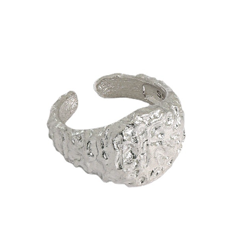 Lovcia Irregular Pattern Gold 925 Sterling Ring Adjustable-Rings-Rhodium-Rhodium