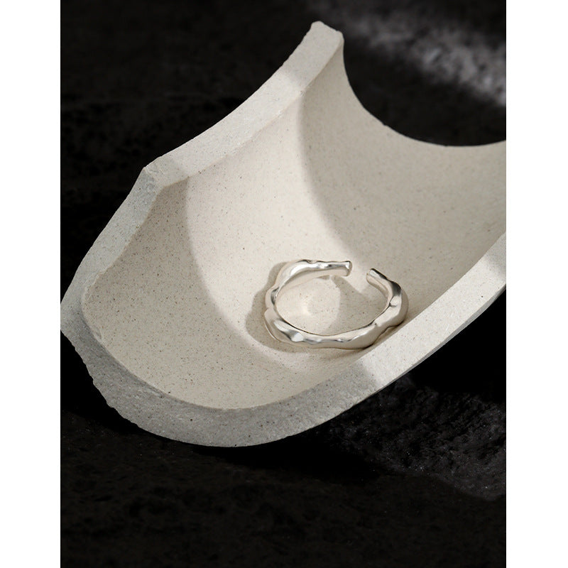 Lovcia Irregular Silver 925 Sterling Adjustable Ring-Rings-No Plating-No Plating