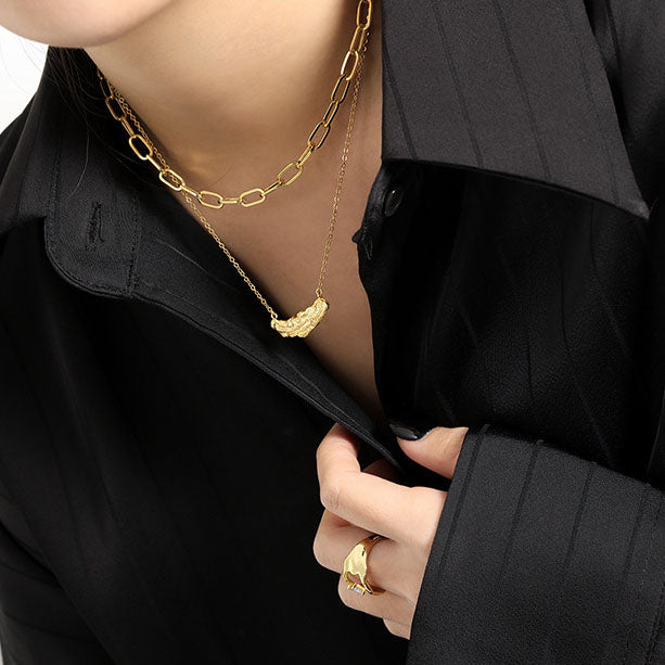 Lovcia Irregular Stones 18K Gold Plated 925 Necklace-Necklaces-Yellow Gold-