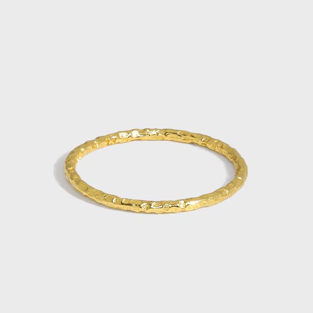 Lovcia Irregular Surface 925 Silver Gold Tone Adjustable Ring-Rings-Us 8-Yellow Gold-
