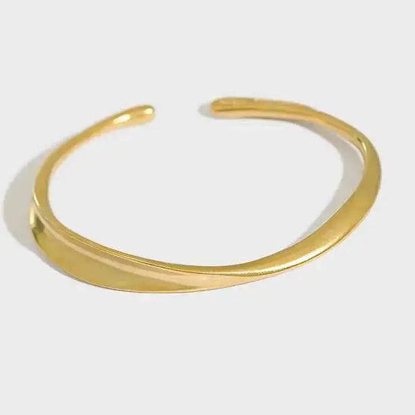 Lovcia Irregular Twisted 925 Sterling Silver Open Bangle-Bracelets-Silver-Silver