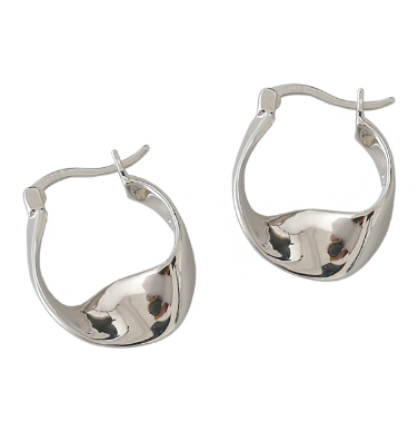 Lovcia Irregular Twisted Circle Hoop Earrings 5x13mm Gold-Earrings-Rhodium-