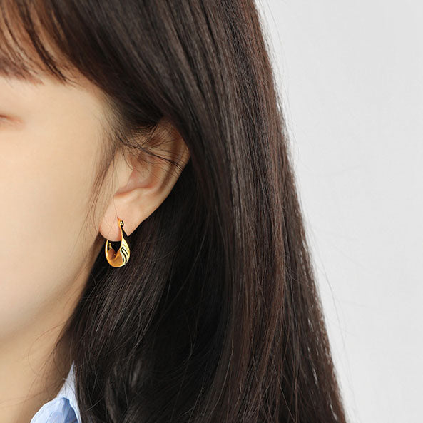 Lovcia Irregular Twisted Circle Hoop Earrings 5x13mm Gold-Earrings-Yellow Gold-