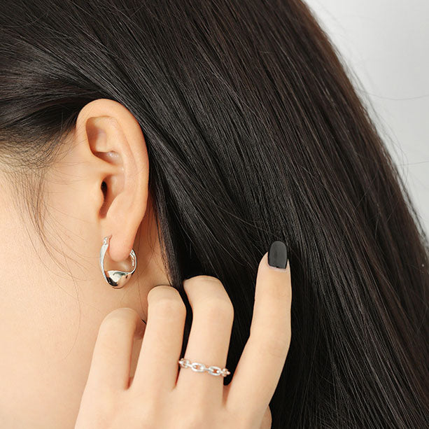 Lovcia Irregular Twisted Circle Hoop Earrings 5x13mm Gold-Earrings-Yellow Gold-