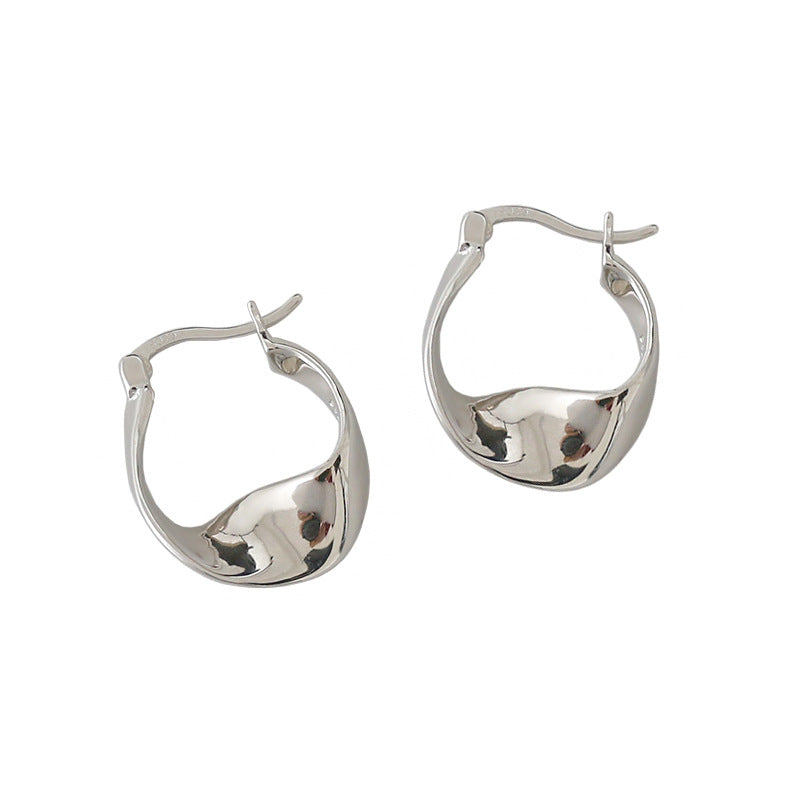 Lovcia Irregular Twisted Circle Hoop Earrings 5x13mm Gold-Earrings-Yellow Gold-