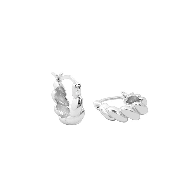 Lovcia Irregular Twisted Minimalist 925 Sterling Silver Hoop Earrings for Women with 18K Gold/Rhodium Plating-Earrings-Rhodium-Rhodium