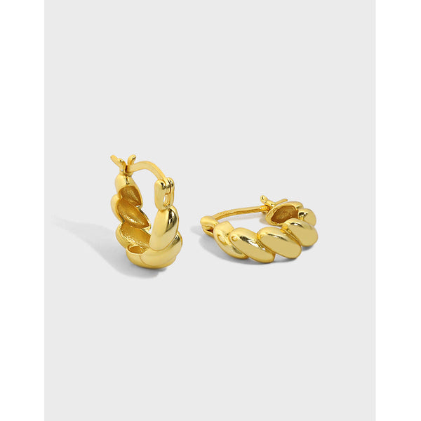 Lovcia Irregular Twisted Minimalist 925 Sterling Silver Hoop Earrings for Women with 18K Gold/Rhodium Plating-Earrings-Yellow Gold-Yellow Gold