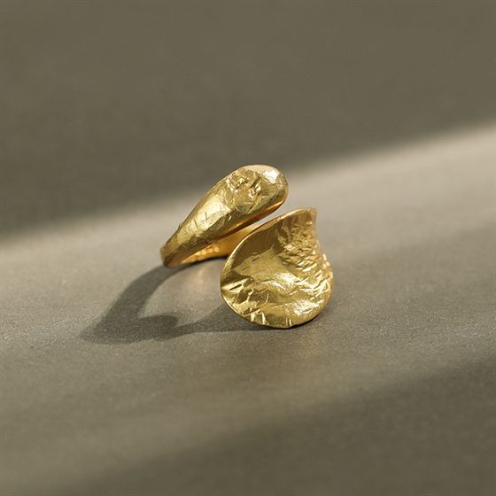 Lovcia Irregular Waterdrop 925 Silver Adjustable Ring Gold-Rings-Yellow Gold-