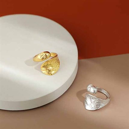 Lovcia Irregular Waterdrop 925 Silver Adjustable Ring Gold-Rings-Yellow Gold-