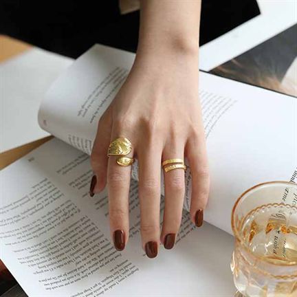 Lovcia Irregular Waterdrop 925 Silver Adjustable Ring Gold-Rings-Yellow Gold-
