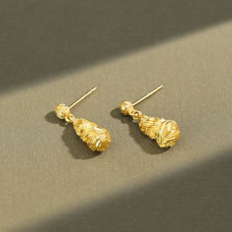 Lovcia Irregular Waterdrop 925 Silver Earrings Gold-Earrings-Yellow Gold-