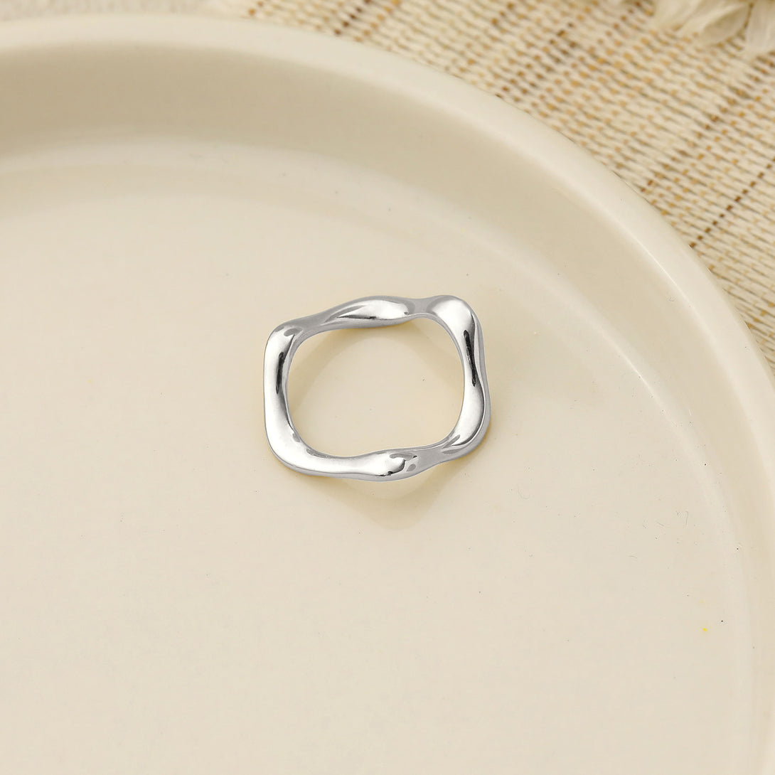 Lovcia Irregular Wave 925 Sterling Ring Gold Adjustable-Rings-Us 8-Yellow Gold-