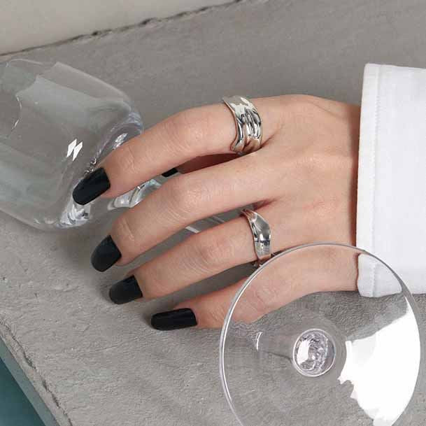 Lovcia Irregular Wave Adjustable Ring 925 Silver Gold-Rings-Sil097 & Yellow Gold-Sil097 & Yellow Gold