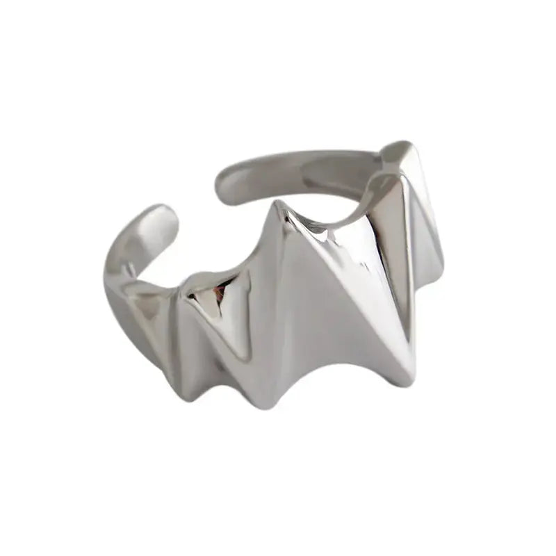 Lovcia Irregular Wave Electrocardiogram 925 Sterling Silver Adjustable Ring-Rings-