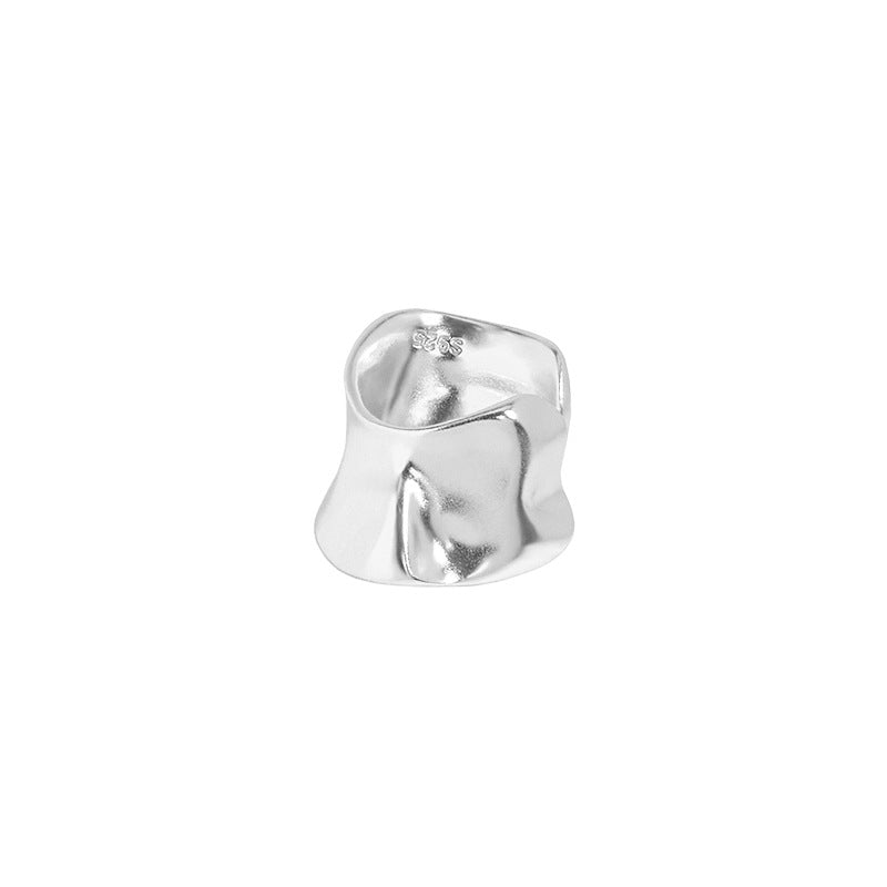 Lovcia Irregular Wide 925 Silver Earring 9mm Gold Single-Earrings-Rhodium (Single)-