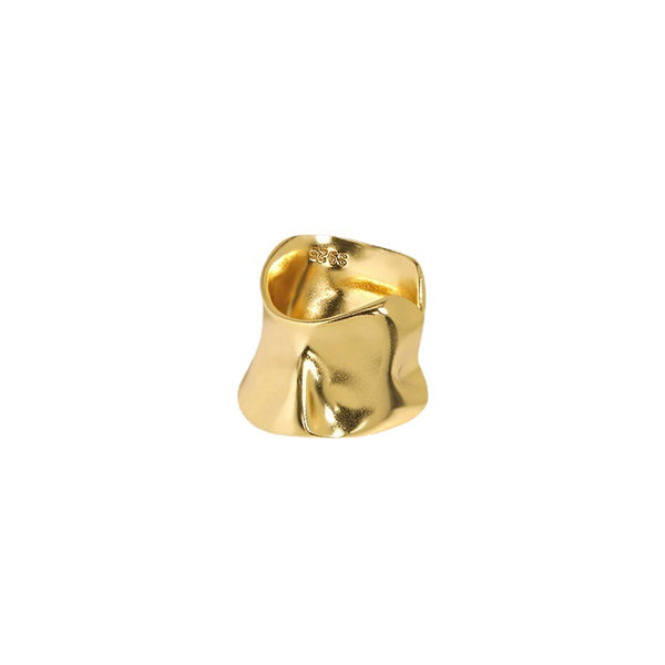 Lovcia Irregular Wide 925 Silver Earring 9mm Gold Single-Earrings-Yellow Gold (Single)-