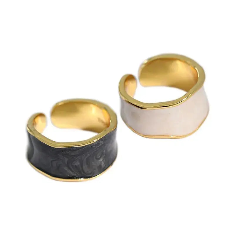 Lovcia Irregular Wide 925 Sterling Silver Adjustable Ring-Rings-Black-Black