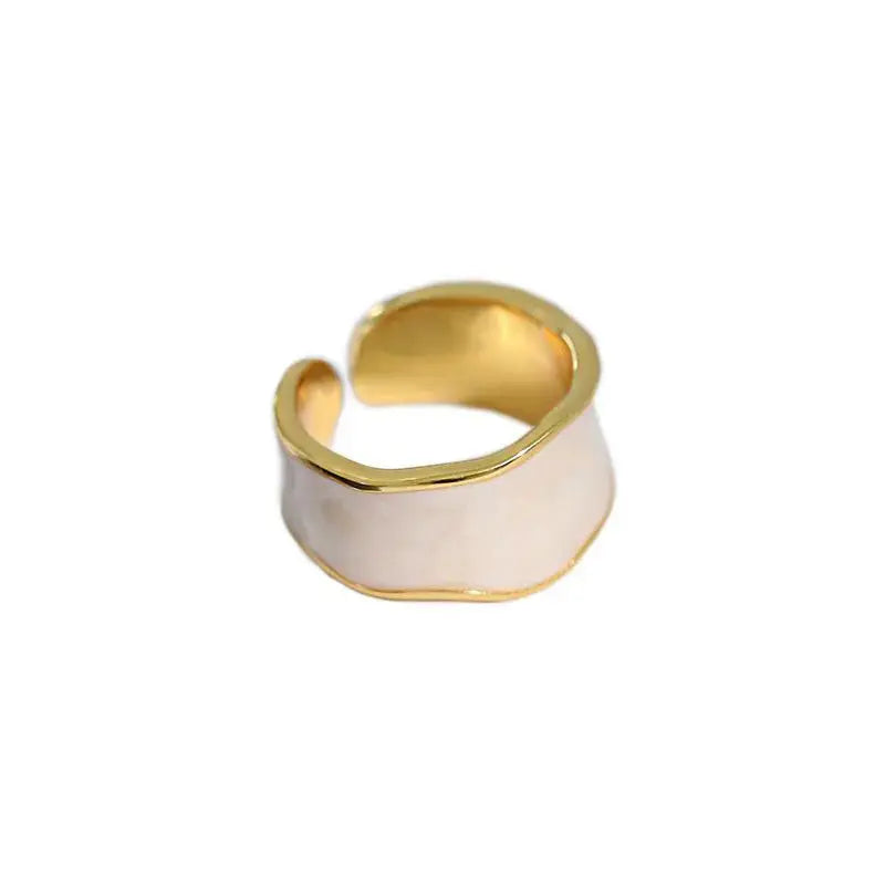 Lovcia Irregular Wide 925 Sterling Silver Adjustable Ring-Rings-White-White