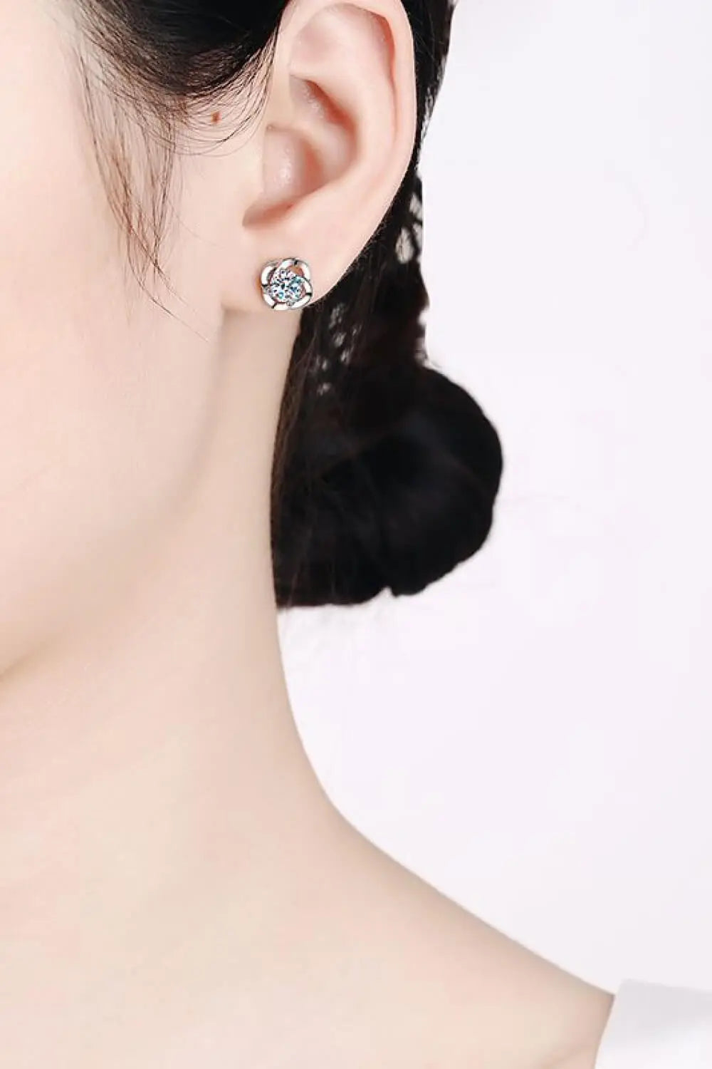 Lovcia It's Your Day Moissanite Rhodium-Plated Stud Earrings-Earrings-Silver-One Size-Silver