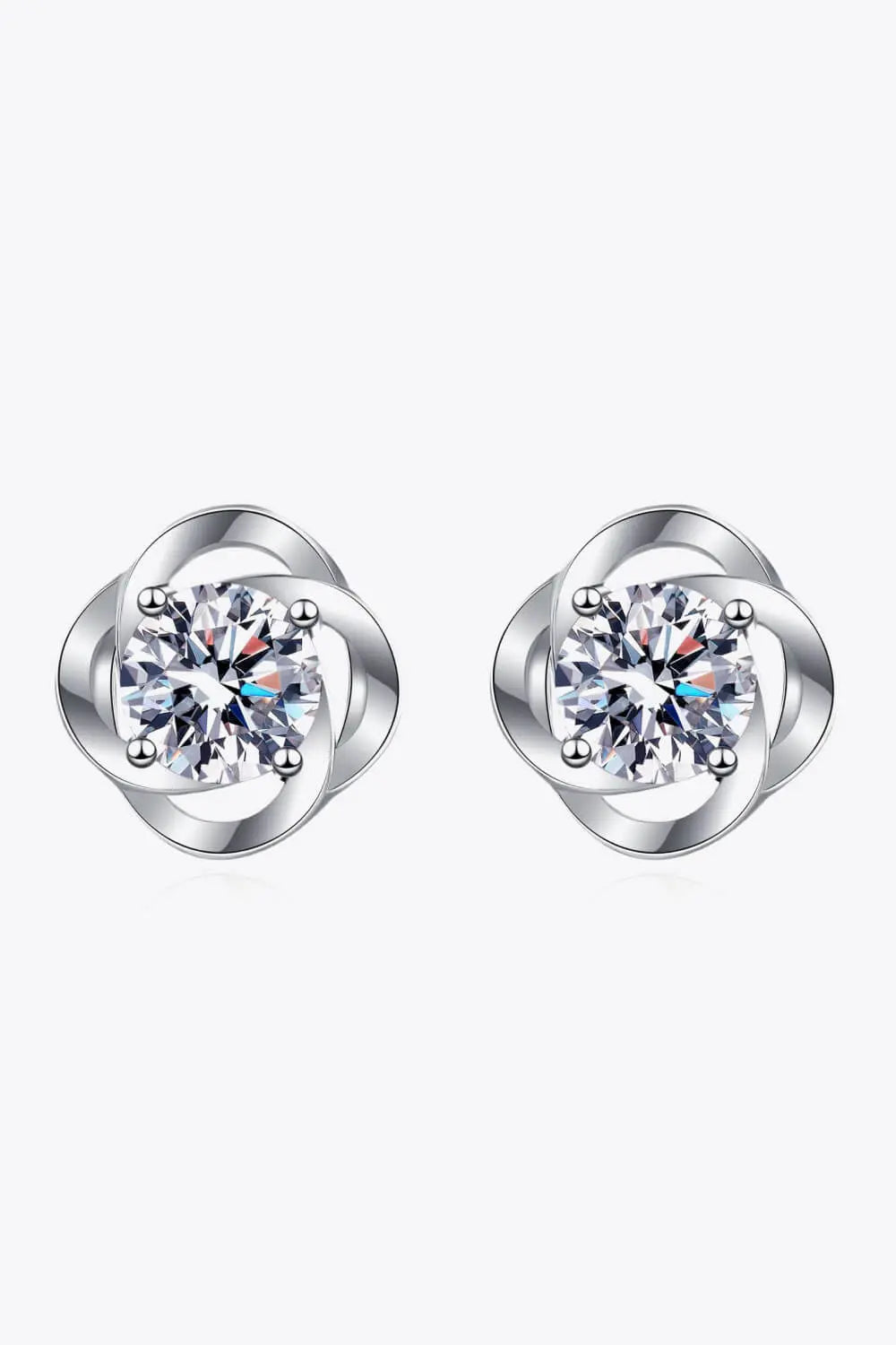 Lovcia It's Your Day Moissanite Rhodium-Plated Stud Earrings-Earrings-Silver-One Size-Silver