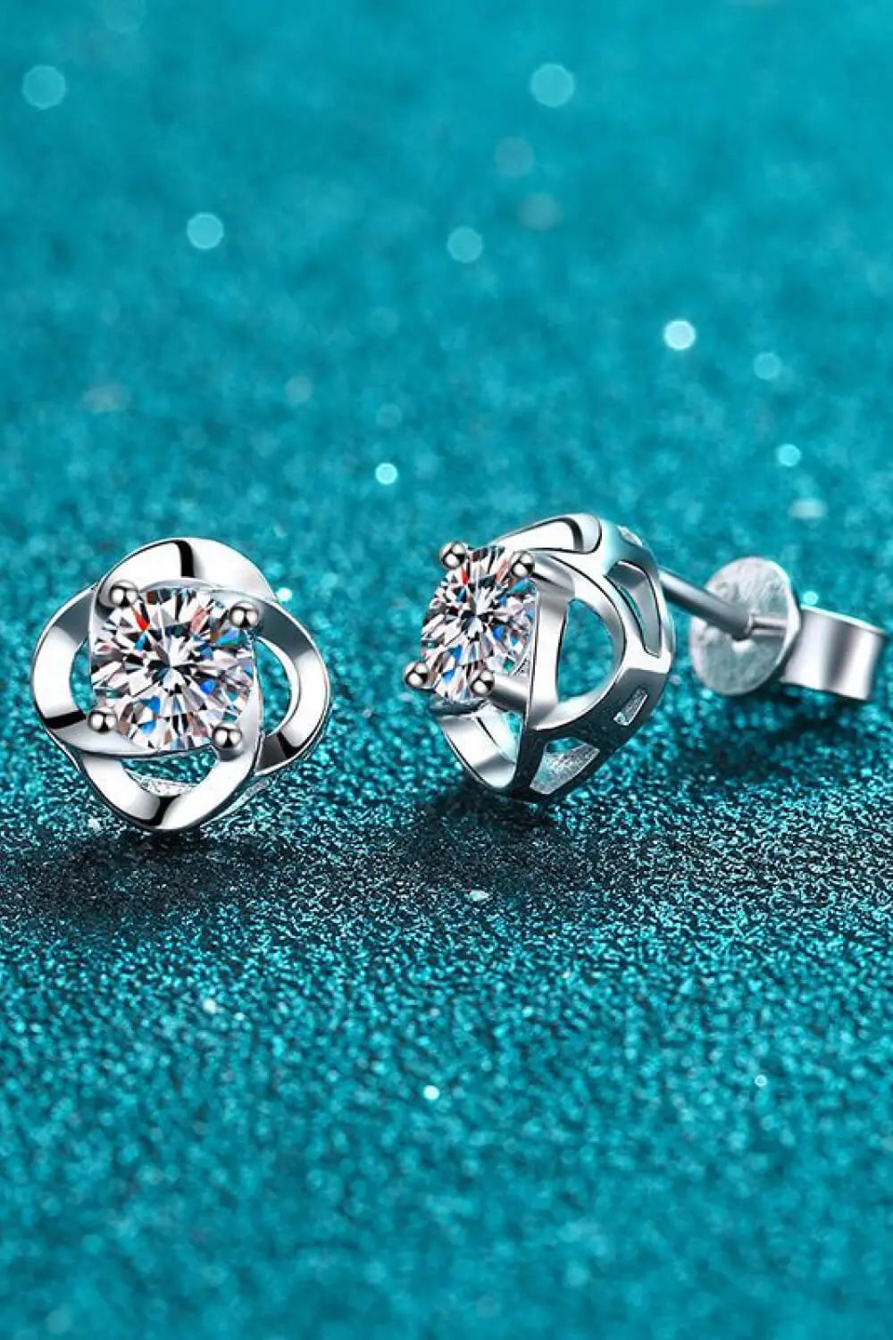Lovcia It's Your Day Moissanite Rhodium-Plated Stud Earrings-Earrings-Silver-One Size-Silver