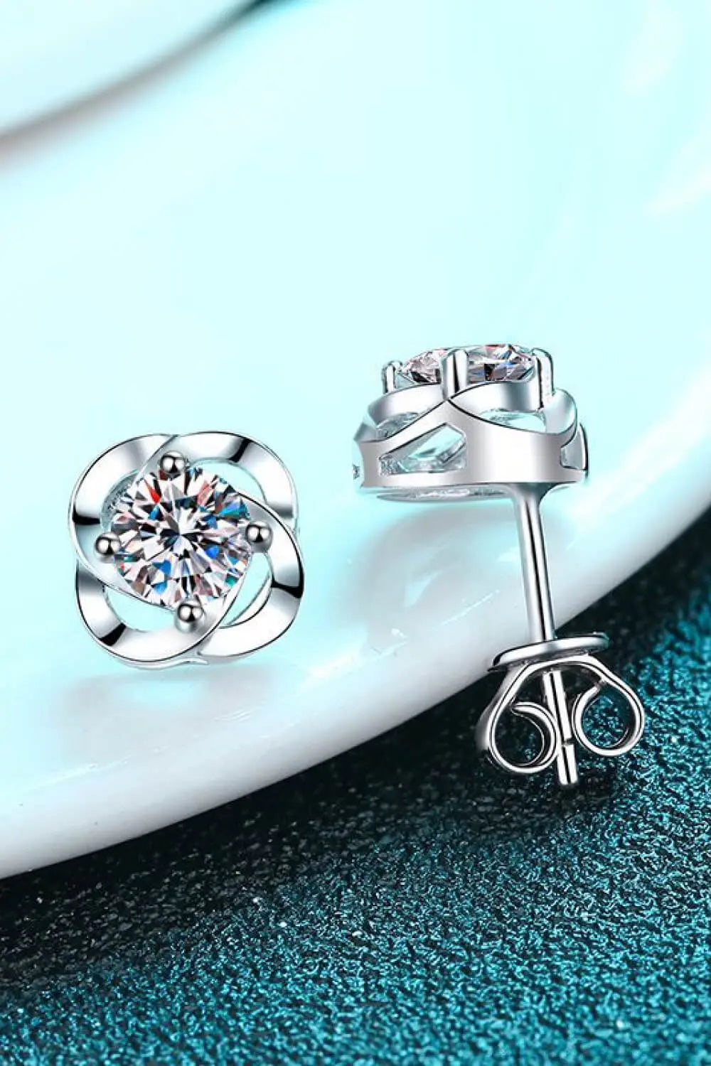Lovcia It's Your Day Moissanite Rhodium-Plated Stud Earrings-Earrings-Silver-One Size-Silver