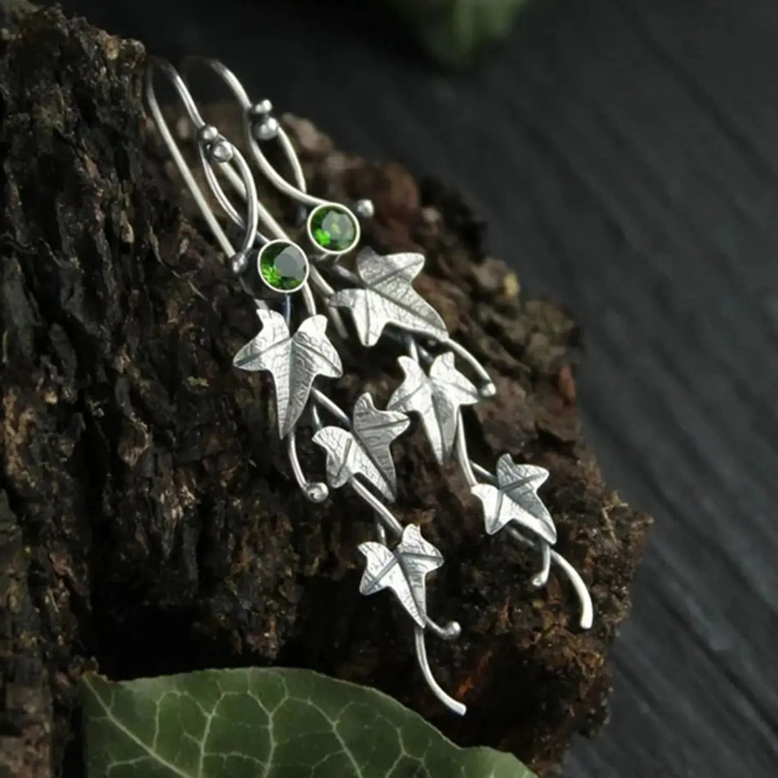 Lovcia Ivy Leaf Alloy Dangle Earrings-Earrings-Mid Green-One Size-Mid Green