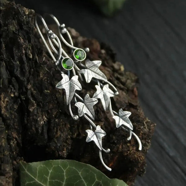 Lovcia Ivy Leaf Alloy Dangle Earrings-Earrings-Mid Green-One Size-Mid Green
