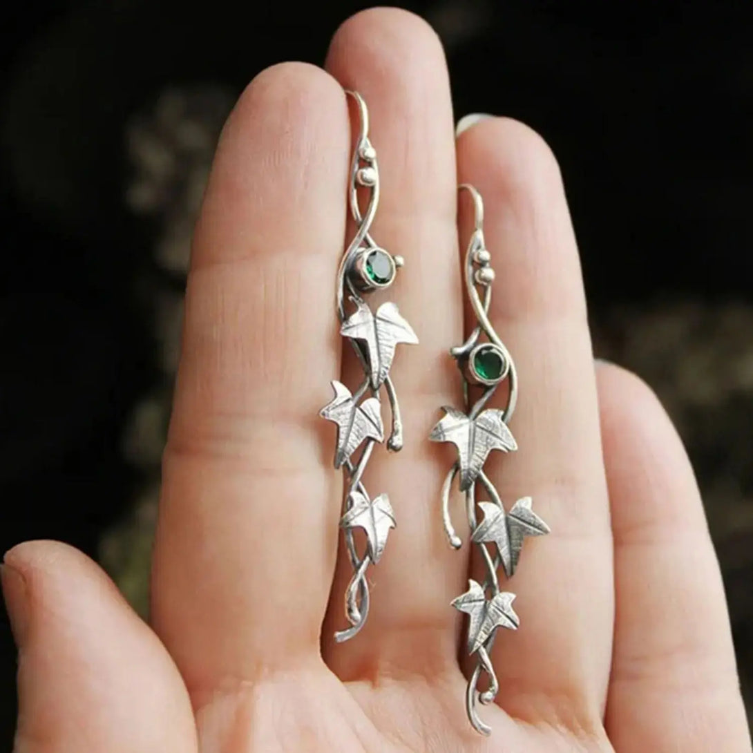 Lovcia Ivy Leaf Alloy Dangle Earrings-Earrings-Mid Green-One Size-Mid Green