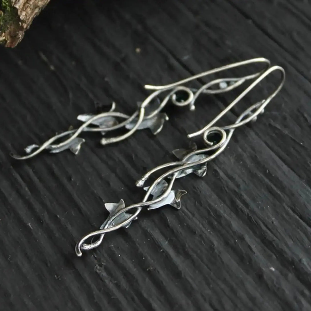 Lovcia Ivy Leaf Alloy Dangle Earrings-Earrings-Mid Green-One Size-Mid Green
