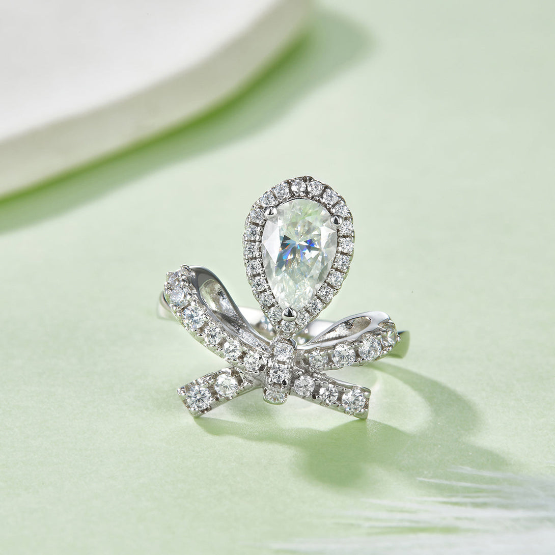 Lovcia Jewellery 1 Carat Moissanite and Zircon 925 Sterling Silver Engagement Ring for Women-Rings-Silver-5-Silver
