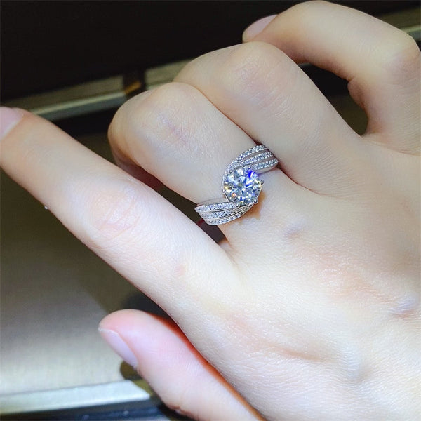 Lovcia Jewellery 1 Carat Moissanite Sterling Silver Ring with Certificate for Women-Rings-Silver-5-Silver