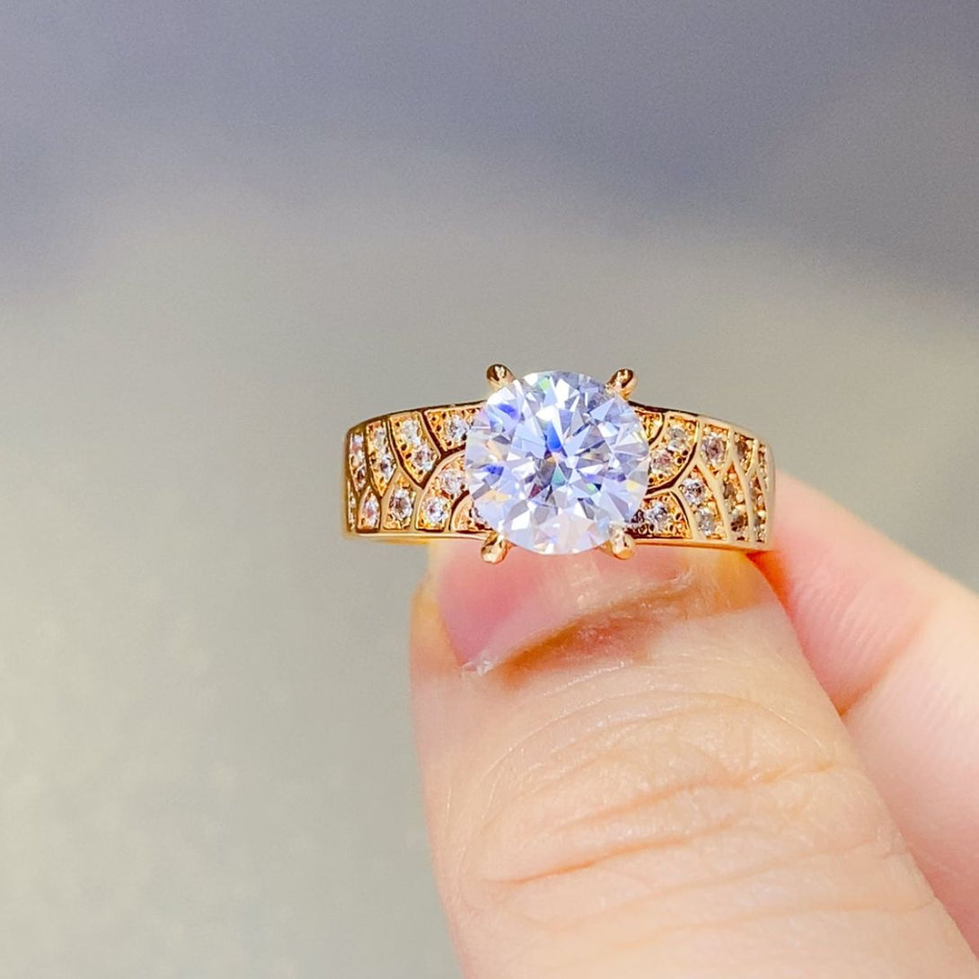 Lovcia Jewellery 1.5 Carat Moissanite Engagement Ring in 925 Sterling Silver for Women-Rings-Gold-5-Gold