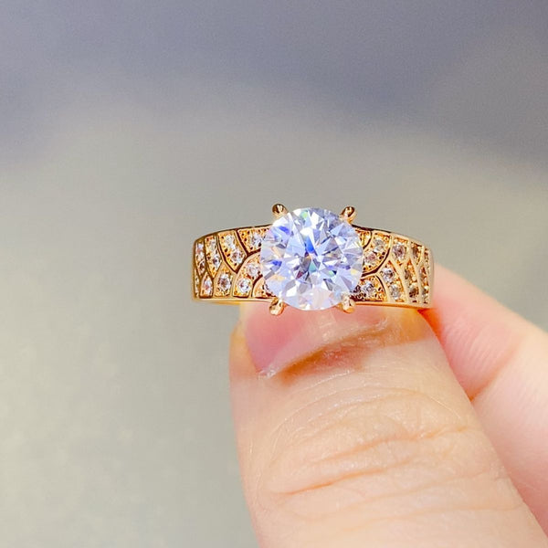 Lovcia Jewellery 1.5 Carat Moissanite Engagement Ring in 925 Sterling Silver for Women-Rings-Gold-5-Gold