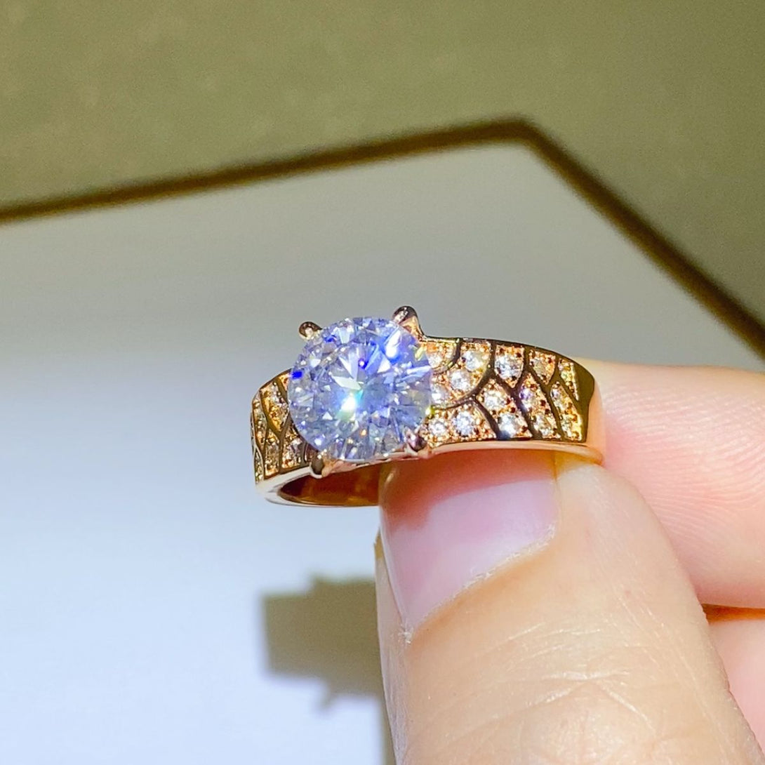 Lovcia Jewellery 1.5 Carat Moissanite Engagement Ring in 925 Sterling Silver for Women-Rings-Gold-5-Gold
