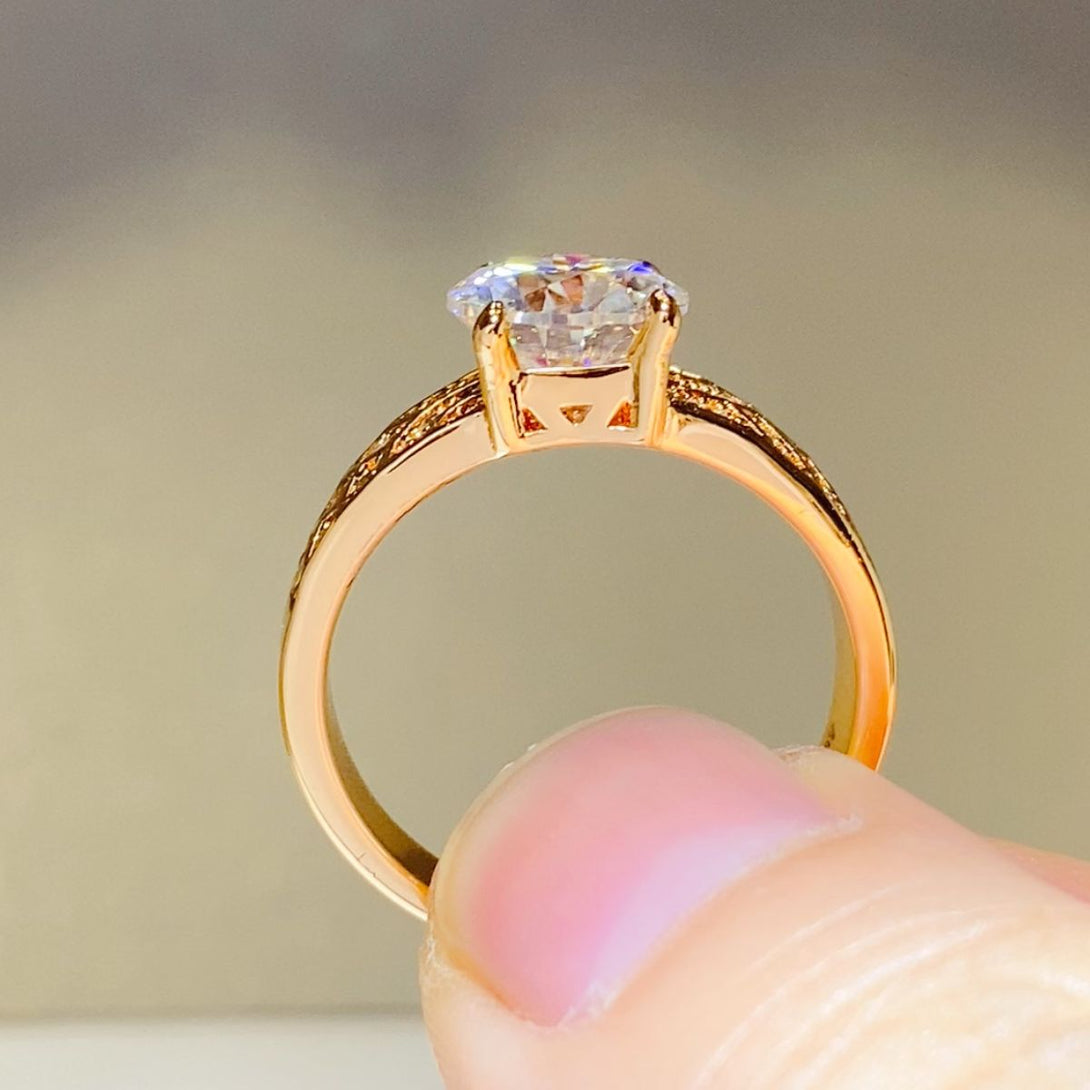 Lovcia Jewellery 1.5 Carat Moissanite Engagement Ring in 925 Sterling Silver for Women-Rings-Gold-5-Gold