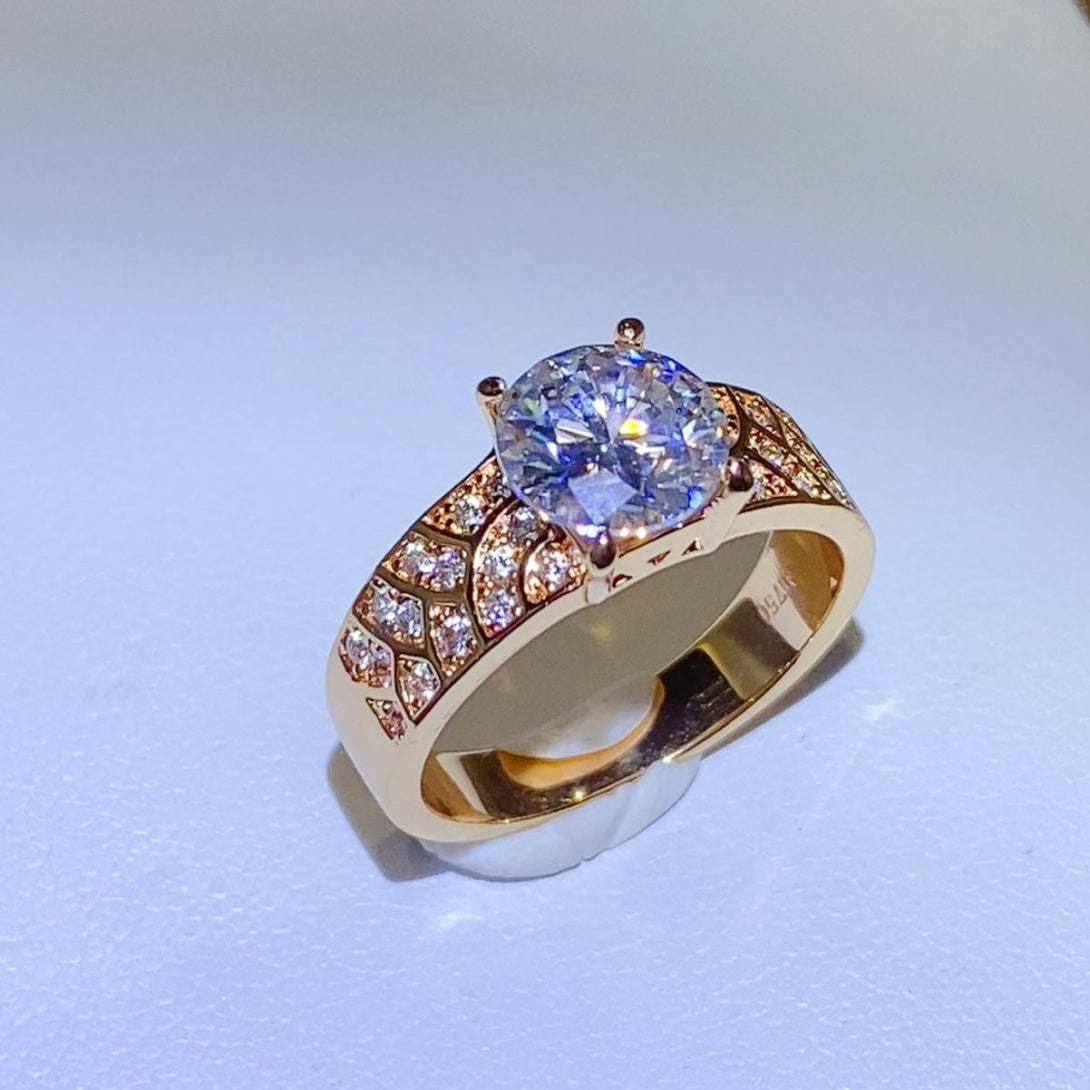 Lovcia Jewellery 1.5 Carat Moissanite Engagement Ring in 925 Sterling Silver for Women-Rings-Gold-5-Gold