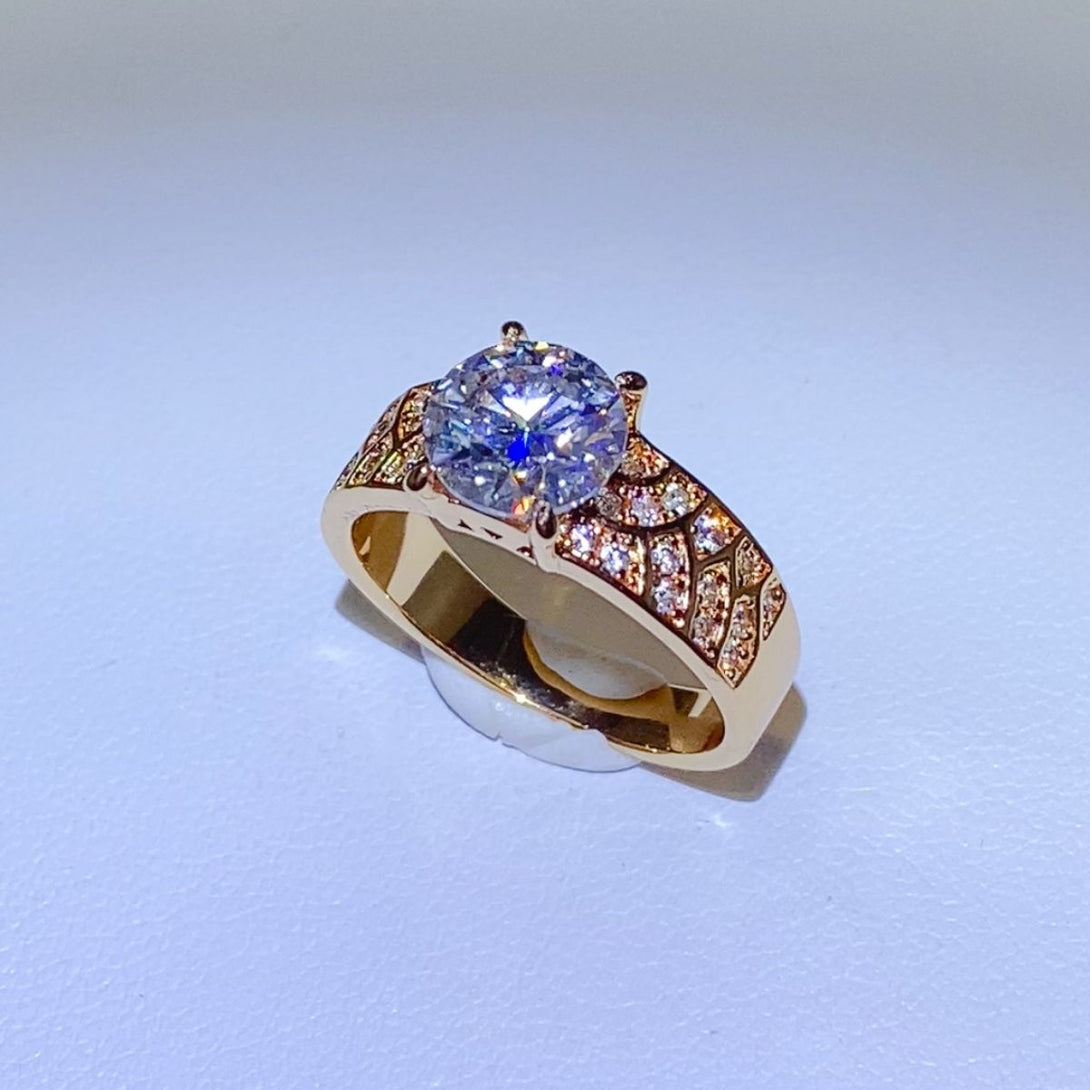 Lovcia Jewellery 1.5 Carat Moissanite Engagement Ring in 925 Sterling Silver for Women-Rings-Gold-5-Gold