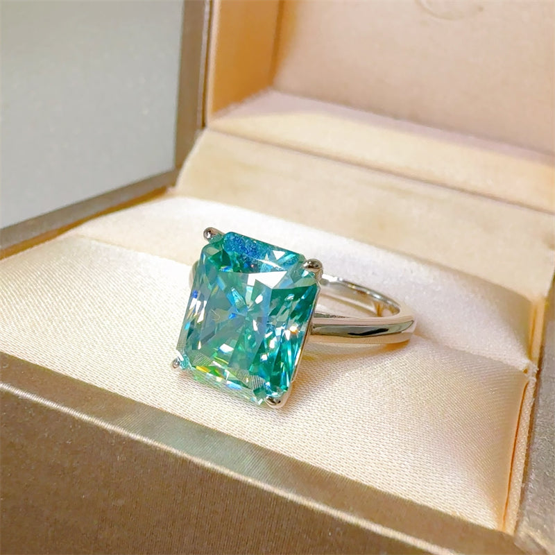 Lovcia Jewellery 2 Carat Moissanite Rectangle Ring in 925 Sterling Silver for Women-Rings-Silver-5-Silver