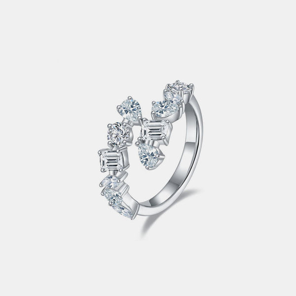 Lovcia Jewellery 2.6 Carat Moissanite Bypass Ring in 925 Sterling Silver for Women-Rings-Silver-5-Silver
