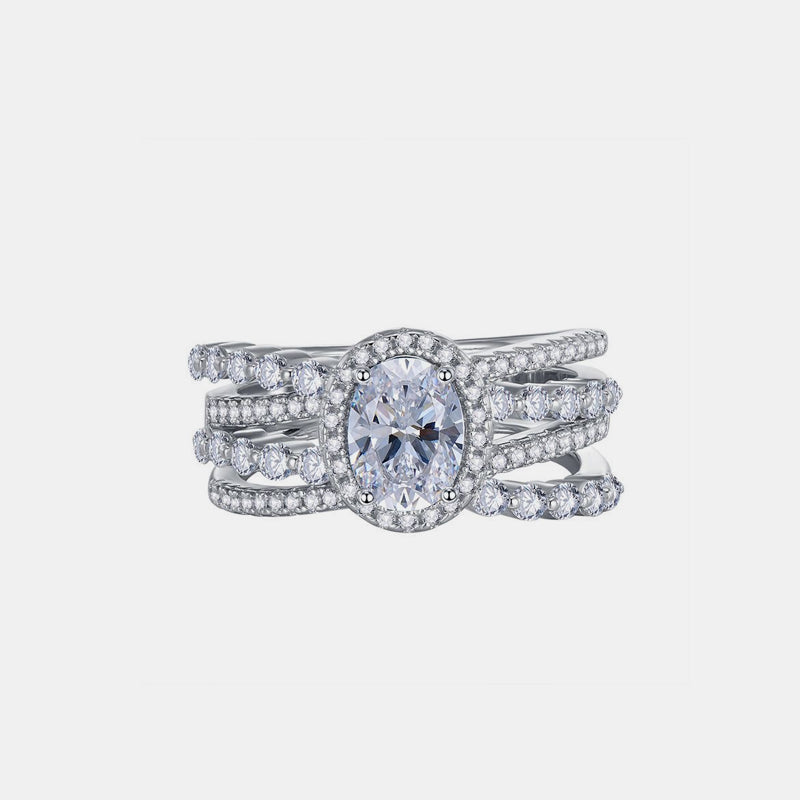 Lovcia Jewellery 3 Carat Moissanite and 925 Sterling Silver Elegant Layered Ring for Women-Rings-Silver-5-Silver