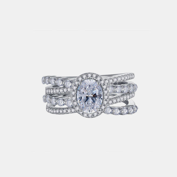 Lovcia Jewellery 3 Carat Moissanite and 925 Sterling Silver Elegant Layered Ring for Women-Rings-Silver-5-Silver