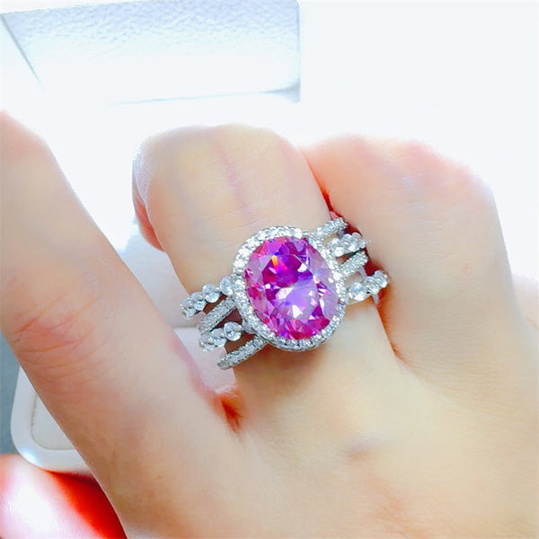 Lovcia Jewellery 3 Carat Moissanite and Sterling Silver Ring in 925 Silver for Women-Rings-Silver-5-Silver